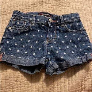 Blue polka dot jean shorts girls 5t
